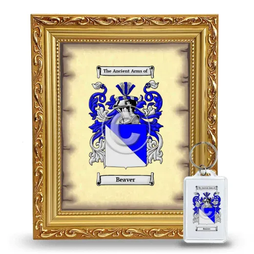 Beaver Framed Coat of Arms and Keychain - Gold