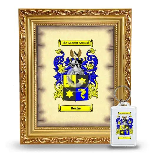Beche Framed Coat of Arms and Keychain - Gold
