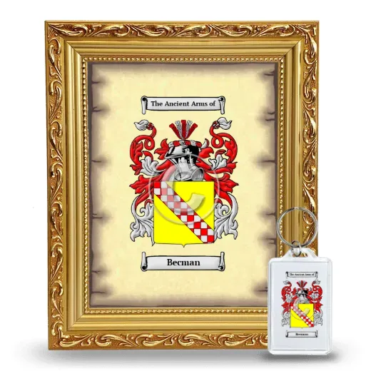 Becman Framed Coat of Arms and Keychain - Gold