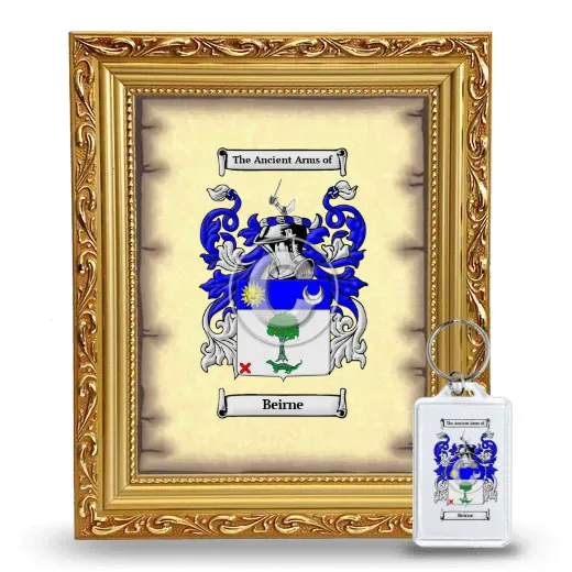 Beirne Framed Coat of Arms and Keychain - Gold