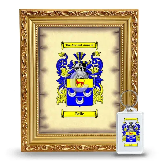 Belle Framed Coat of Arms and Keychain - Gold