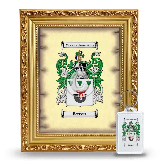 Bernett Framed Coat of Arms and Keychain - Gold