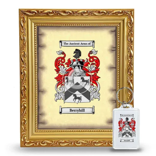 Berryhill Framed Coat of Arms and Keychain - Gold