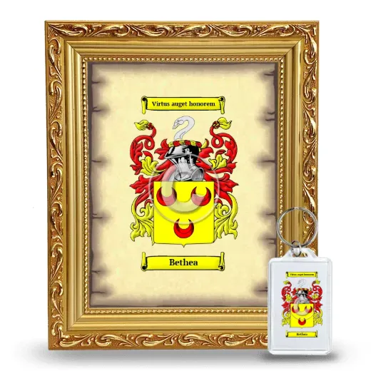 Bethea Framed Coat of Arms and Keychain - Gold