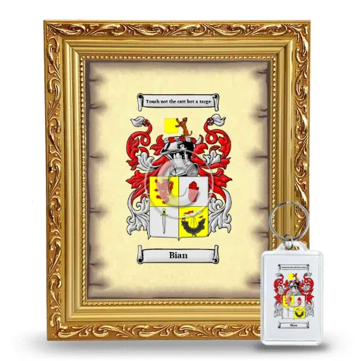 Bian Framed Coat of Arms and Keychain - Gold