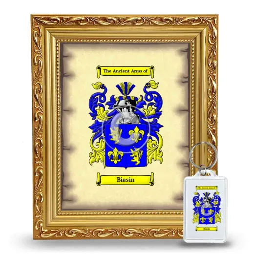 Biasin Framed Coat of Arms and Keychain - Gold