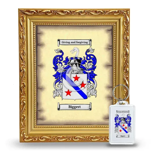 Biggert Framed Coat of Arms and Keychain - Gold