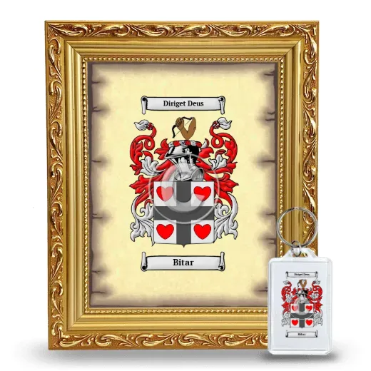 Bitar Framed Coat of Arms and Keychain - Gold