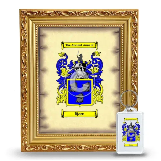 Bjorn Framed Coat of Arms and Keychain - Gold