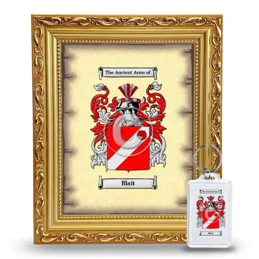 Blait Framed Coat of Arms and Keychain - Gold