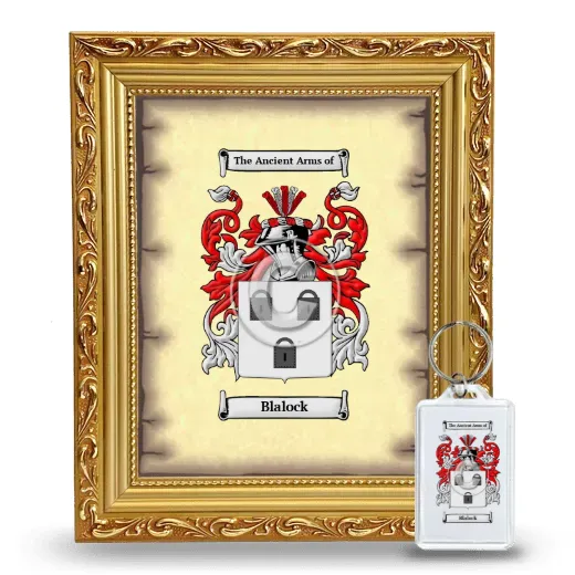 Blalock Framed Coat of Arms and Keychain - Gold