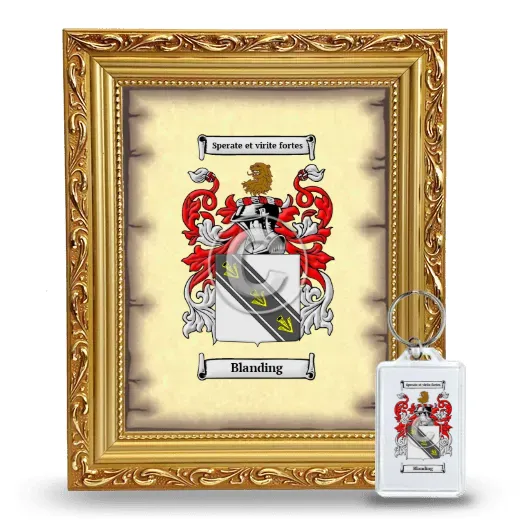 Blanding Framed Coat of Arms and Keychain - Gold