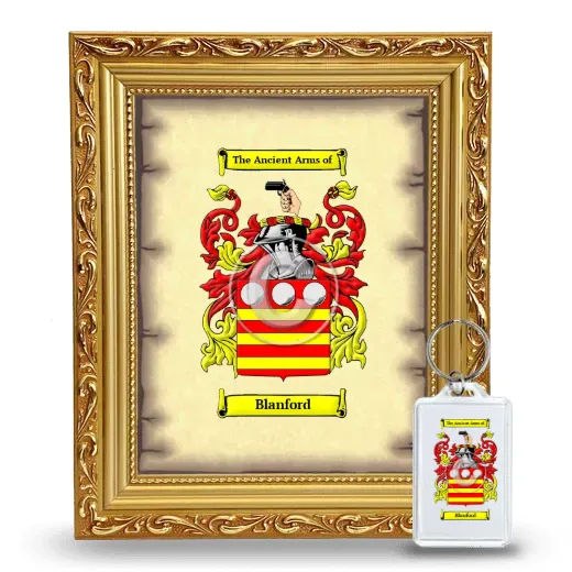 Blanford Framed Coat of Arms and Keychain - Gold