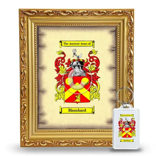 Blanshard Framed Coat of Arms and Keychain - Gold