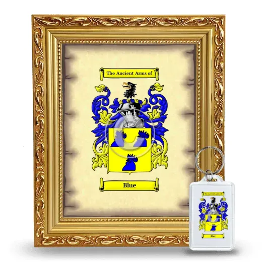 Blue Framed Coat of Arms and Keychain - Gold