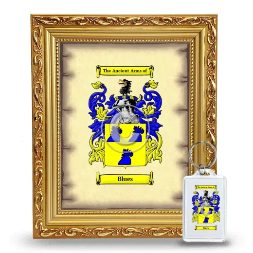 Blues Framed Coat of Arms and Keychain - Gold