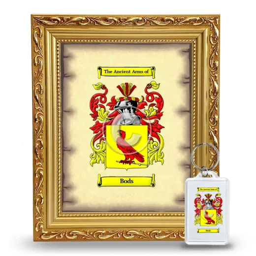 Bods Framed Coat of Arms and Keychain - Gold