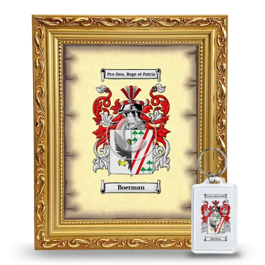Boerman Framed Coat of Arms and Keychain - Gold