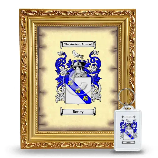 Boney Framed Coat of Arms and Keychain - Gold