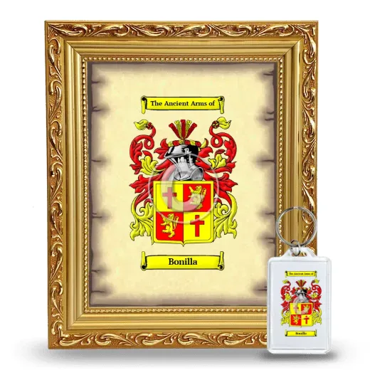 Bonilla Framed Coat of Arms and Keychain - Gold