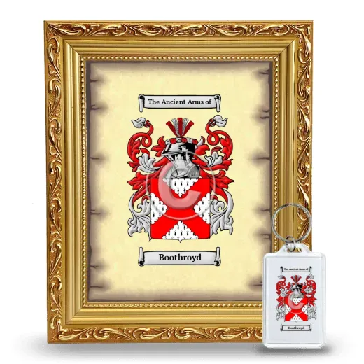 Boothroyd Framed Coat of Arms and Keychain - Gold