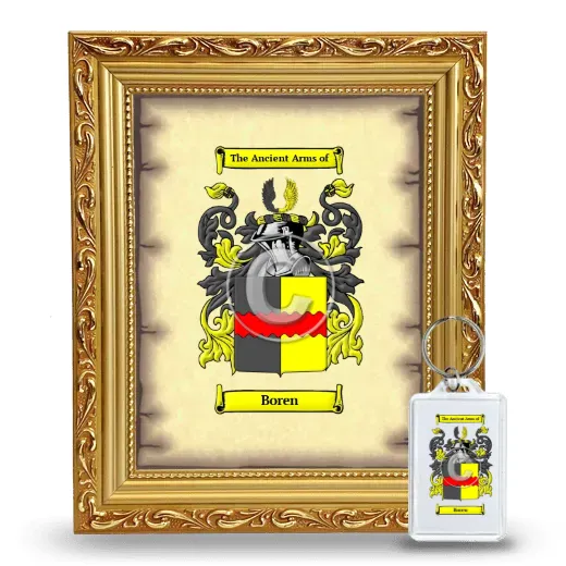 Boren Framed Coat of Arms and Keychain - Gold