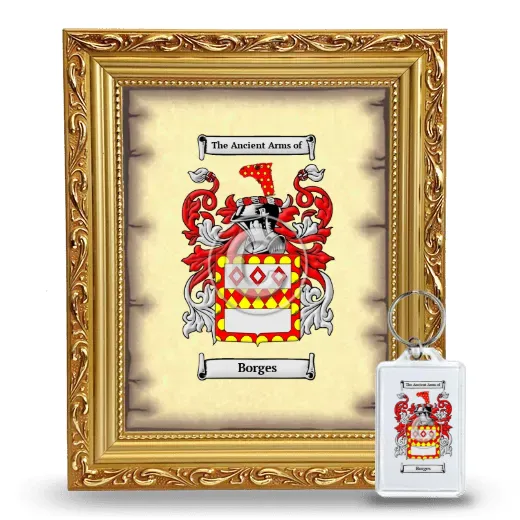 Borges Framed Coat of Arms and Keychain - Gold