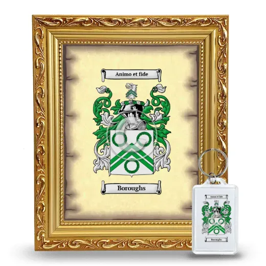 Boroughs Framed Coat of Arms and Keychain - Gold