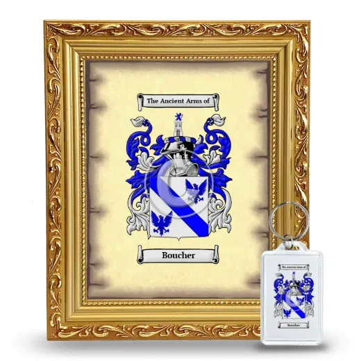Boucher Framed Coat of Arms and Keychain - Gold