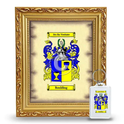 Boulding Framed Coat of Arms and Keychain - Gold