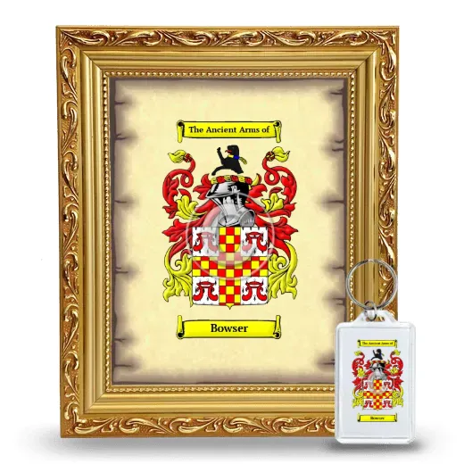 Bowser Framed Coat of Arms and Keychain - Gold