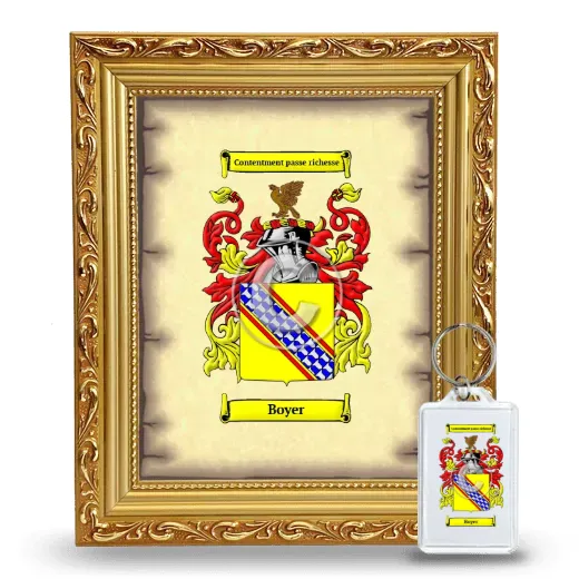 Boyer Framed Coat of Arms and Keychain - Gold