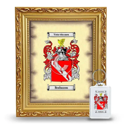 Brabazon Framed Coat of Arms and Keychain - Gold
