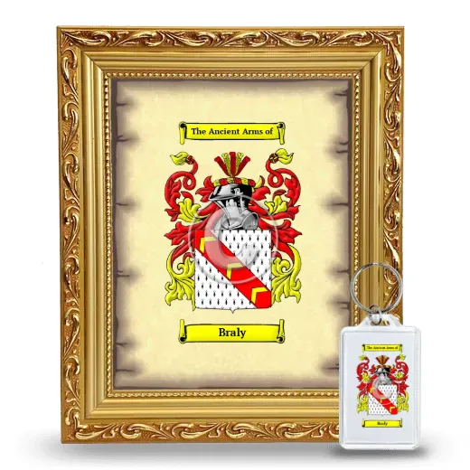 Braly Framed Coat of Arms and Keychain - Gold
