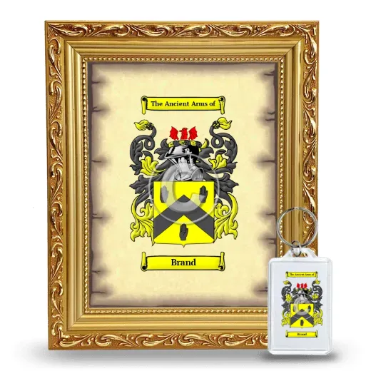 Brand Framed Coat of Arms and Keychain - Gold