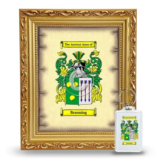 Brauning Framed Coat of Arms and Keychain - Gold