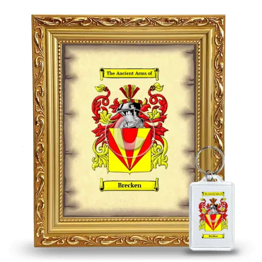 Brecken Framed Coat of Arms and Keychain - Gold