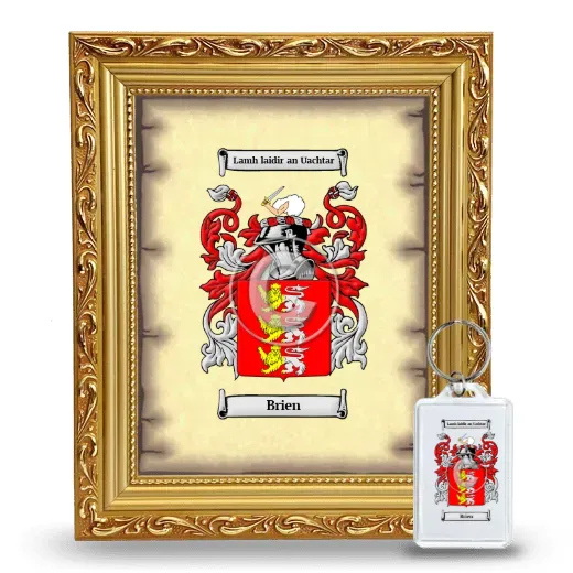 Brien Framed Coat of Arms and Keychain - Gold
