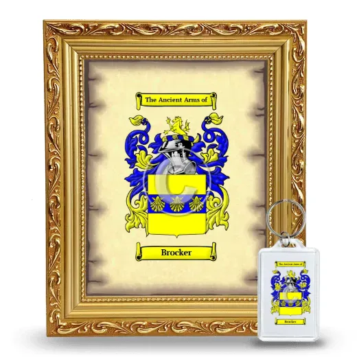 Brocker Framed Coat of Arms and Keychain - Gold