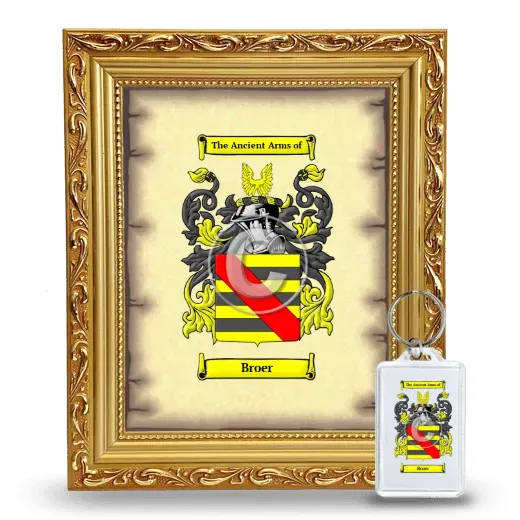 Broer Framed Coat of Arms and Keychain - Gold