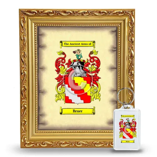 Bruer Framed Coat of Arms and Keychain - Gold
