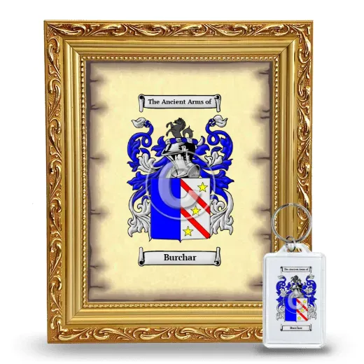 Burchar Framed Coat of Arms and Keychain - Gold