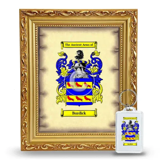 Burdick Framed Coat of Arms and Keychain - Gold