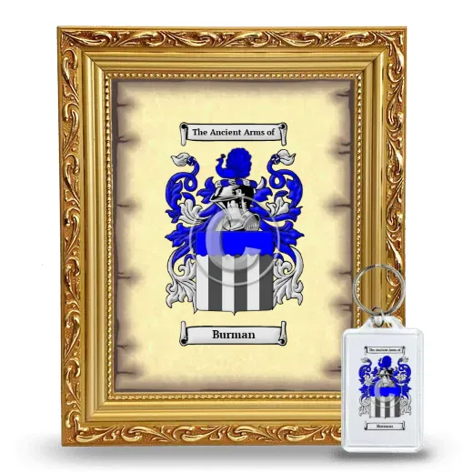 Burman Framed Coat of Arms and Keychain - Gold