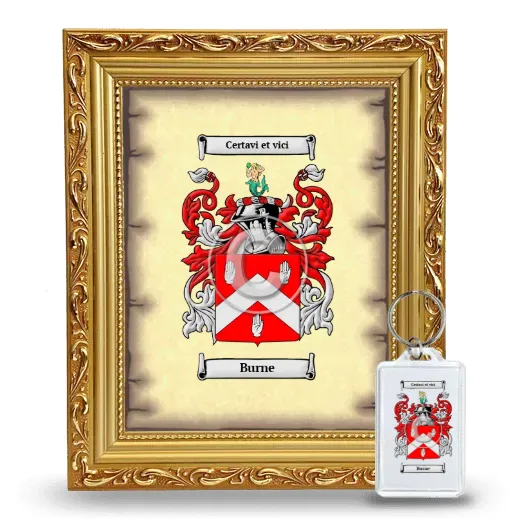 Burne Framed Coat of Arms and Keychain - Gold