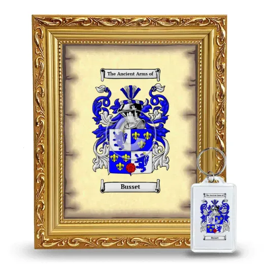 Busset Framed Coat of Arms and Keychain - Gold