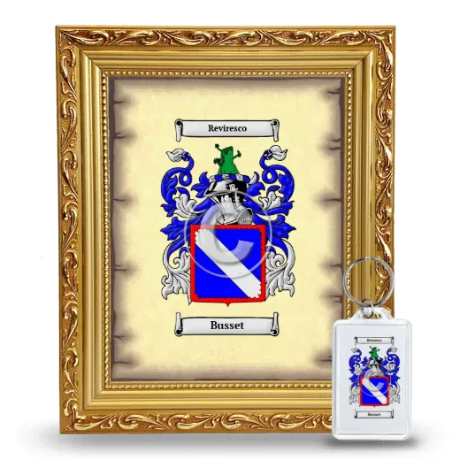 Busset Framed Coat of Arms and Keychain - Gold