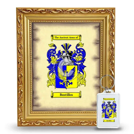 Bustillos Framed Coat of Arms and Keychain - Gold