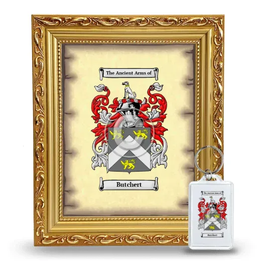 Butchert Framed Coat of Arms and Keychain - Gold