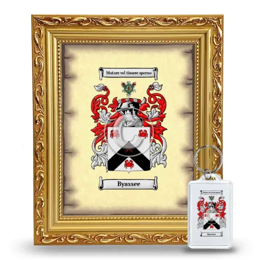 Byassee Framed Coat of Arms and Keychain - Gold